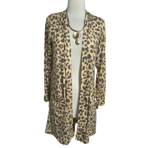 Simply Southern collection S\M cheetah leopard print‎ lightweight open cardigan - Picture 1 of 7